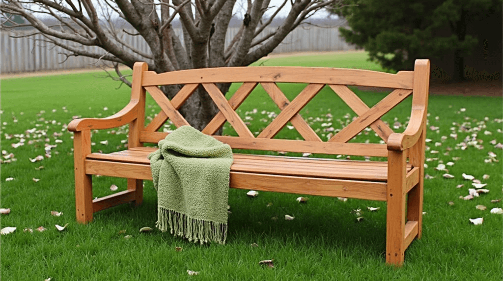 Дерев’яні лавки зі спинкою для подвір’я